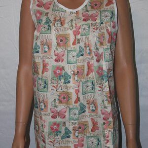 NEW – EASY ESSENTIALS SNAP FRONT SMOCK COBBLER APRON BUTTERFLY POSTCARDS SZ MED